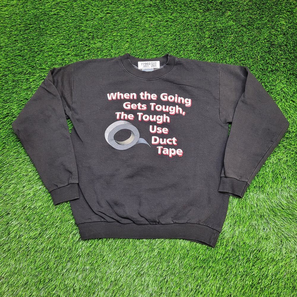 Vintage Funny Duct-Tape Sweatshirt S/M 20x23 Cropped Y2K